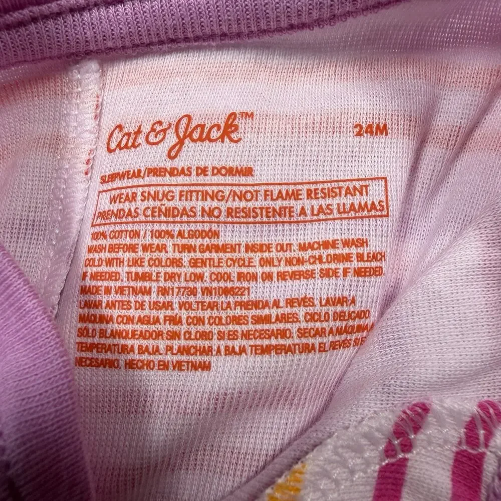 Cat And Jack One Peice Sleepers Size 24months 1 Striped 1 Dinosaurs Pink NWT